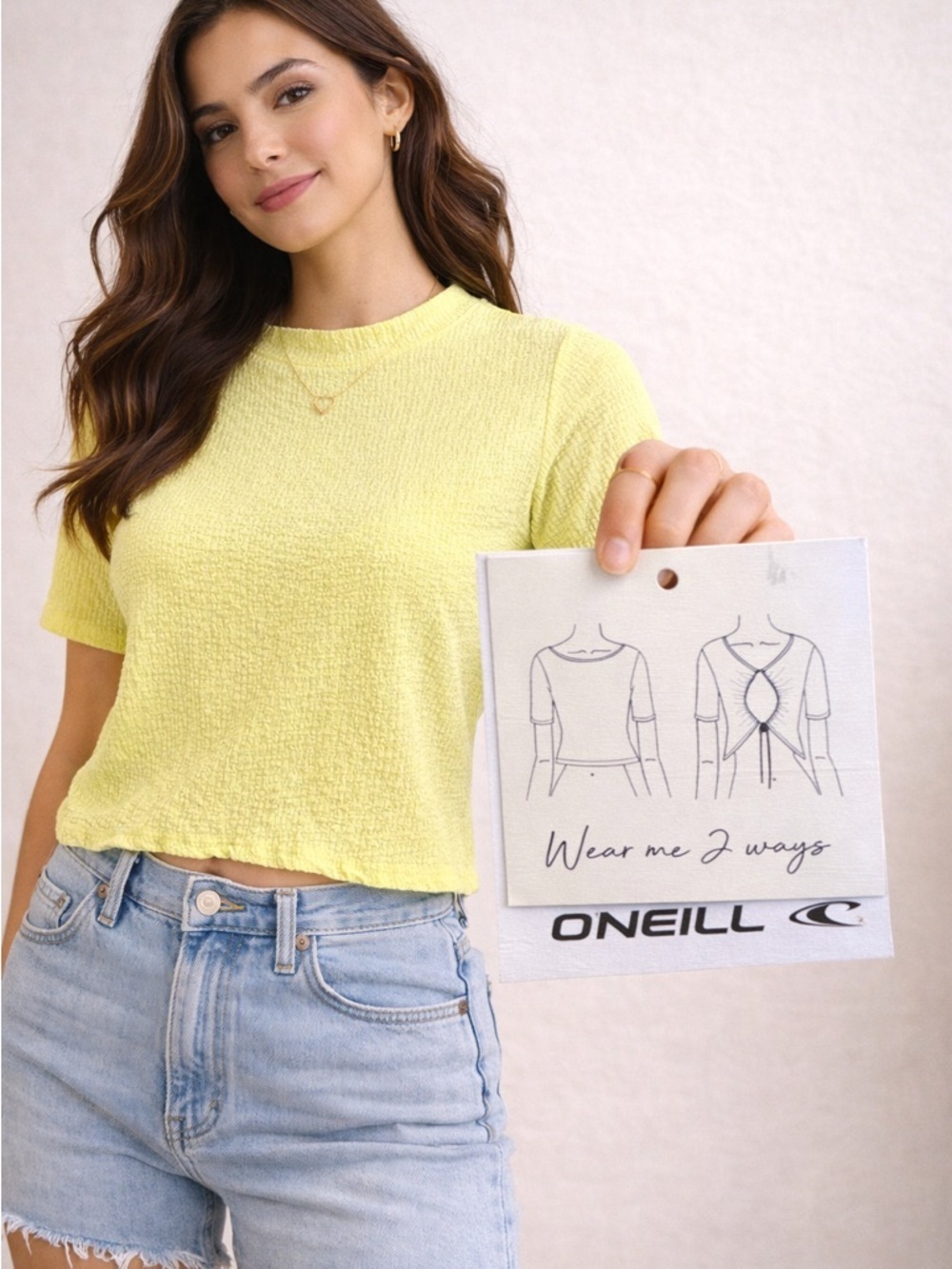 O'Neill • NWT Yellow Textured Short Sleeve Crop Top